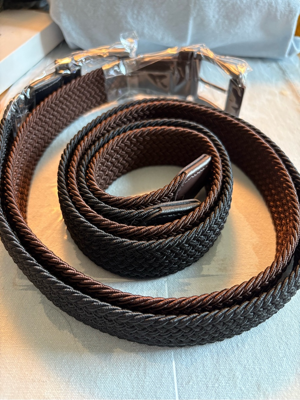 Chaoren Men’s Stretch Belt in Black and Brown, size 38-42”